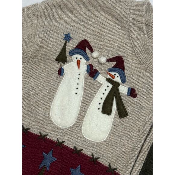 Vintage Wool Angora Rabbit Zip Up Patchwork Christmas Holiday Sweater Jacket XL - Picture 5 of 12